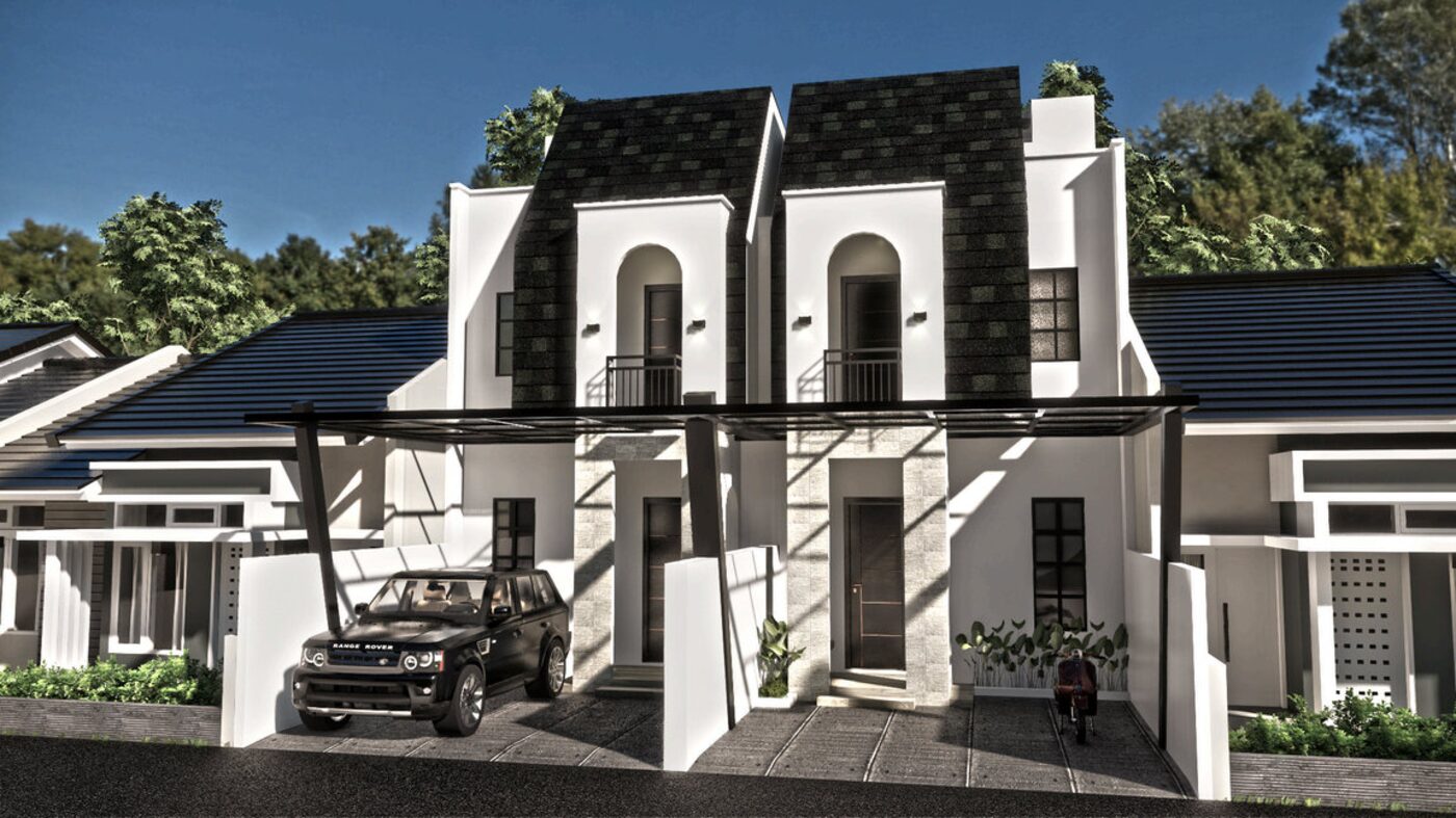 Tampilan eksterior rumah Ahsanu Home Jagakarsa bergaya American Classic